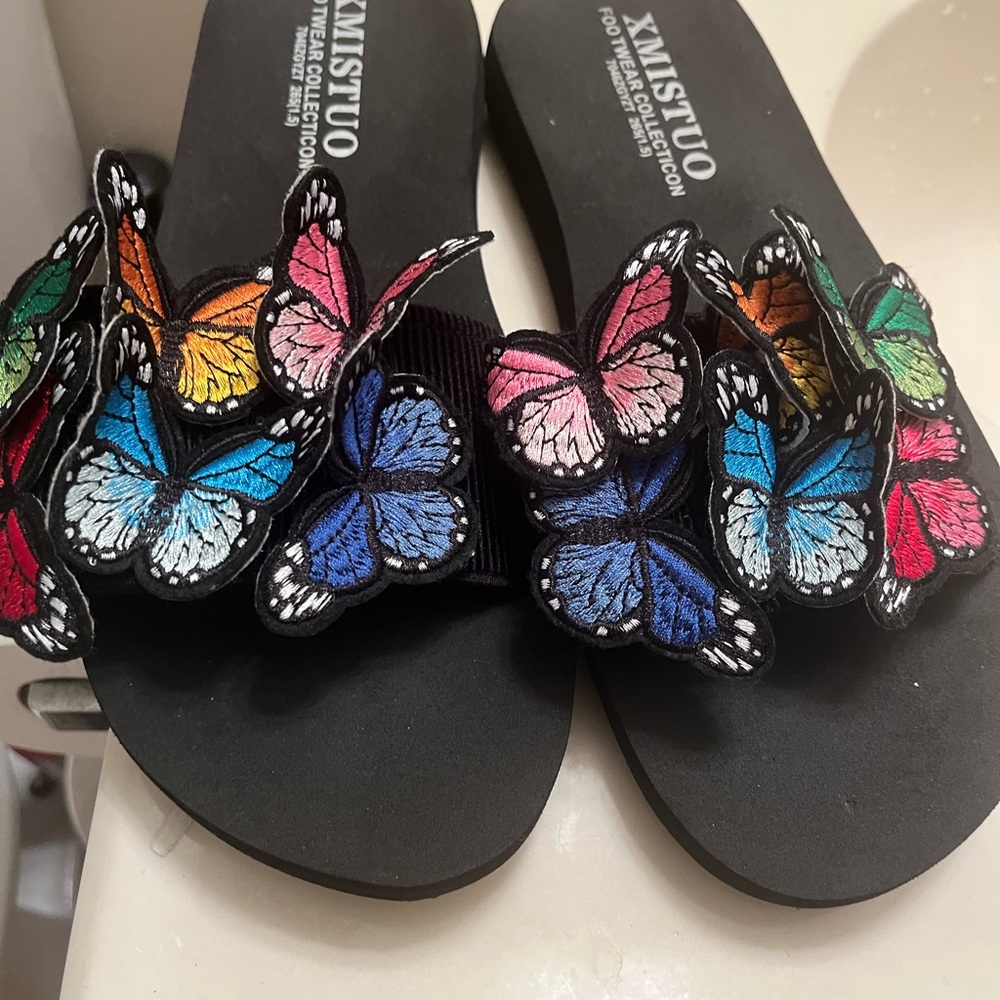 Colorful Butterfly Embellished Sandals, make an offer